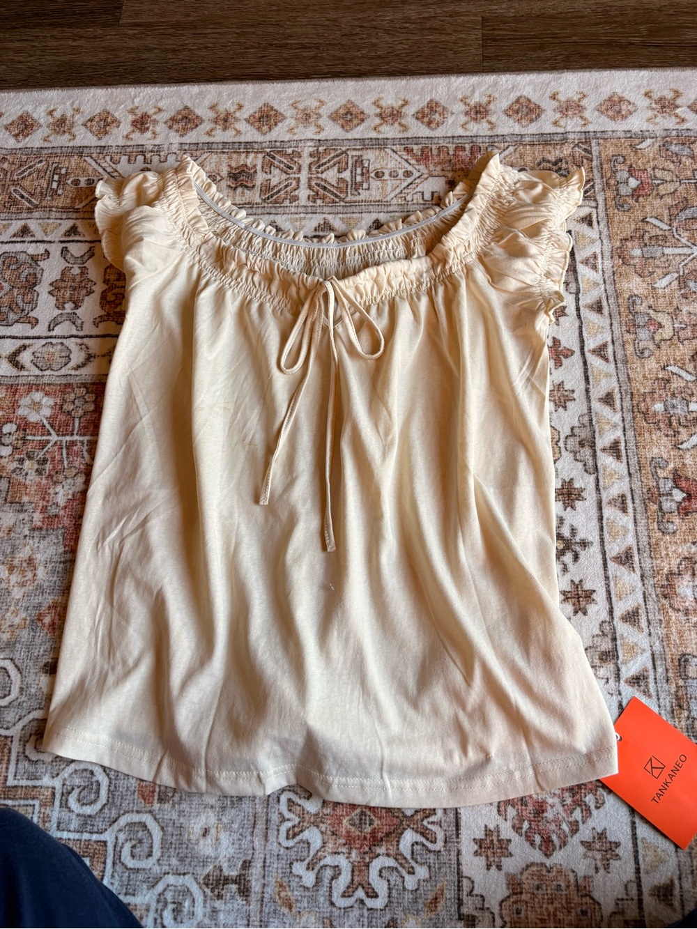 Women’s Cream Ruffled Off-Shoulder Top - Picture 2 of 3
